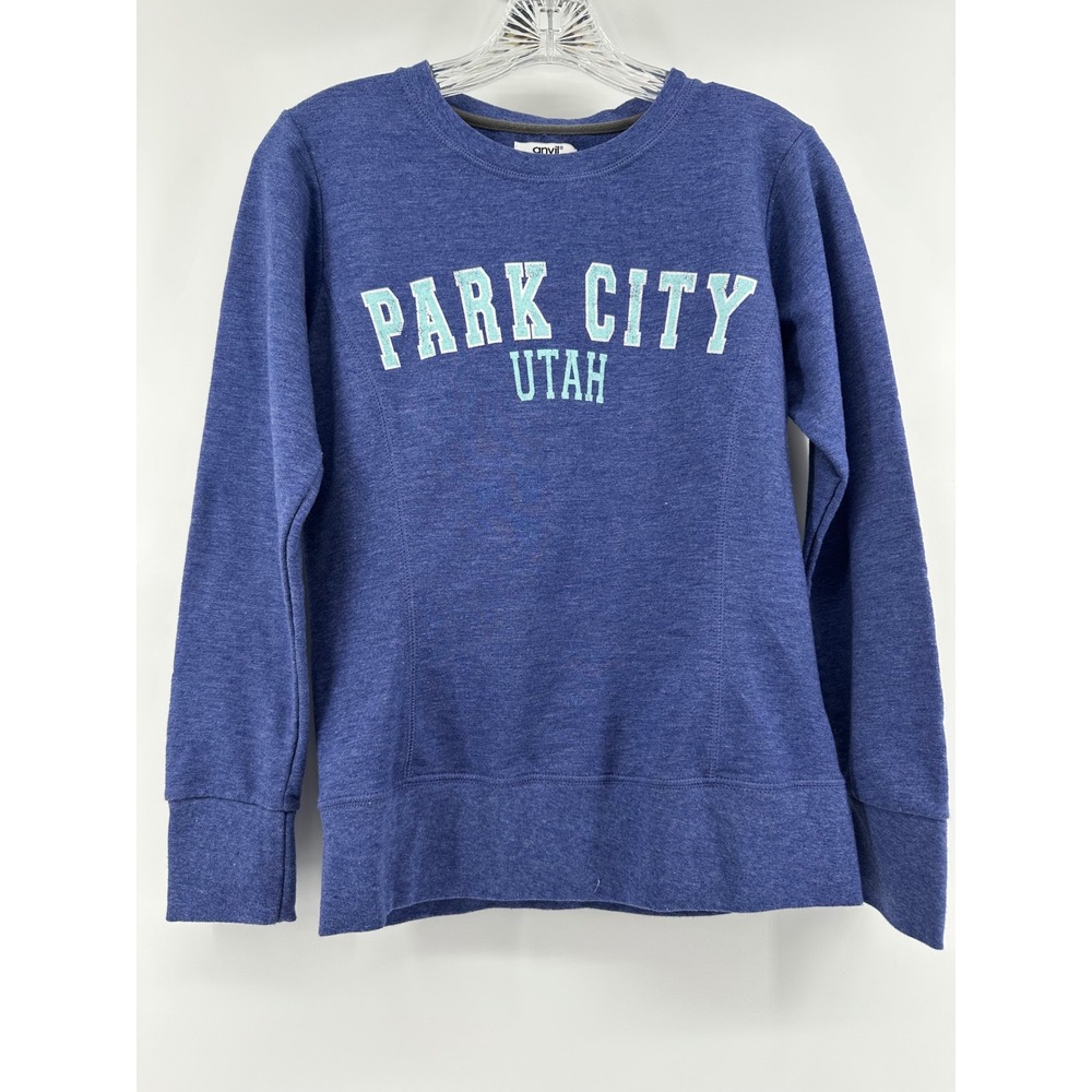 Anvil Park City Utah Graphic Sweatshirt Blue‎ Heather Crewneck Womens Small